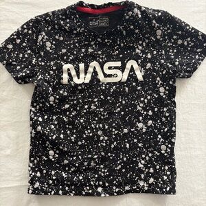 NASA Graphic T Shirt Boys Size 6 Black Splatter Print